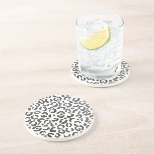 Black and White Leopard Print  Coaster