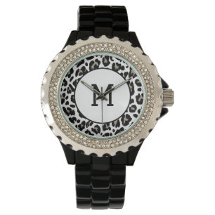Black and White Leopard Print Fur Spots Initial Watch