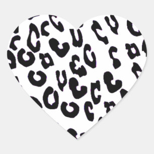 Black And White Leopard Print Heart Sticker