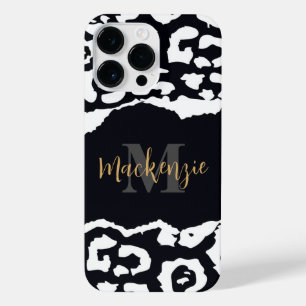 Black and White Leopard Print iPhone 14 Pro Max Case