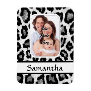 Black and white leopard print magnet