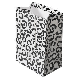 Black and  White Leopard Print          Medium Gift Bag