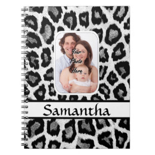 Black and white leopard print notebook