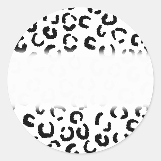Black and White Leopard Print Pattern. Classic Round Sticker (Front)