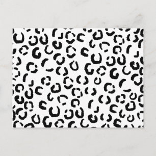 Black and White Leopard Print Pattern. Postcard