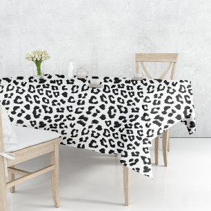 Black and White Leopard Print Tablecloth