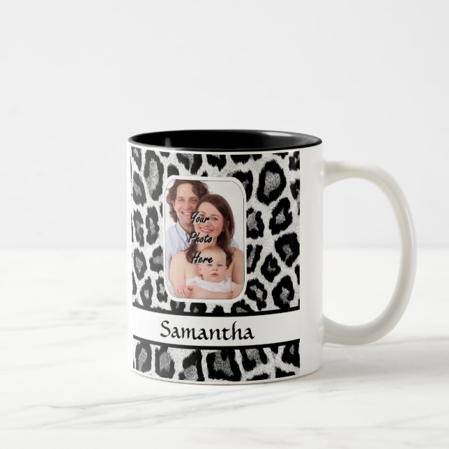 Black and white leopard print Two-Tone coffee mug (Right)