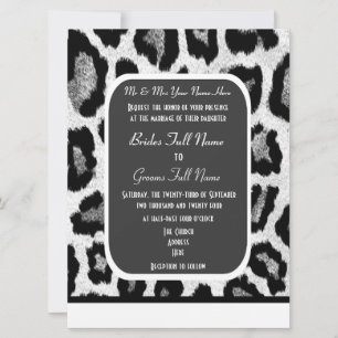 Black and white leopard print wedding invitation