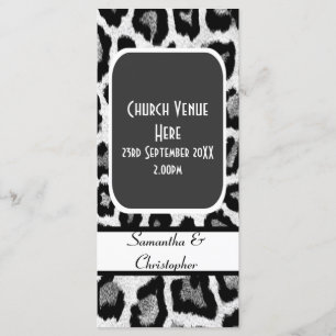 Black and white leopard print wedding program programme