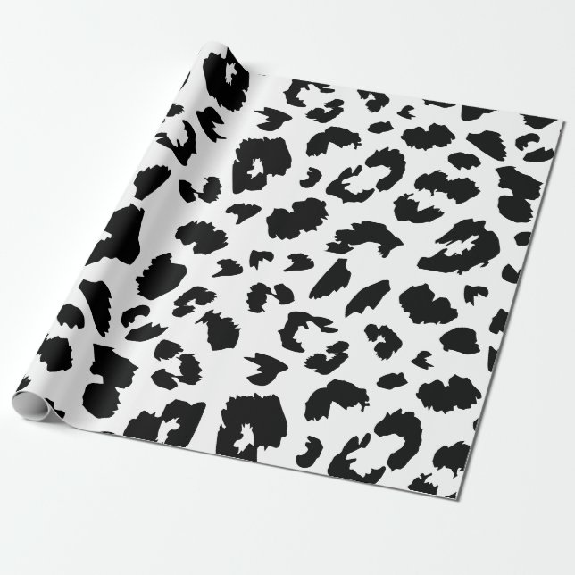 Black and white Leopard print Wrapping Paper (Unrolled)