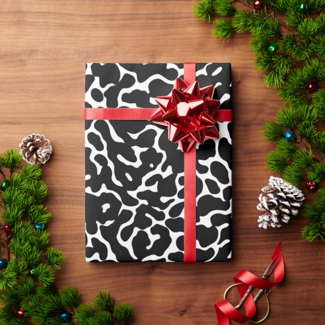 Black and White leopard skin pattern Wrapping Paper (Holiday Gift)