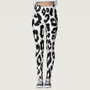 Black and White Leopard Skin Print Leggings