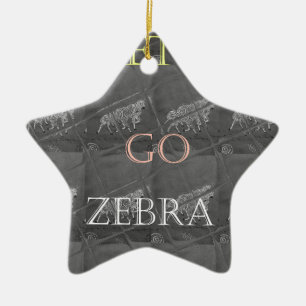 Black and White Lets Go Zebra Hakuna Matata motif Ceramic Tree Decoration