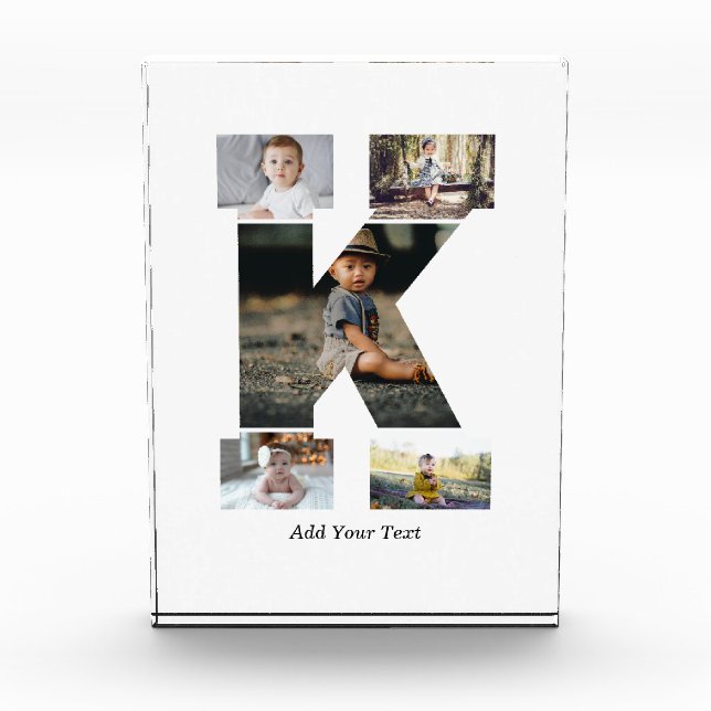 Black and White Letter K Photo Collage Block (Front)