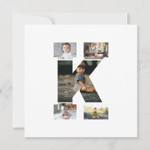 Black and White Letter K Photo Collage Card