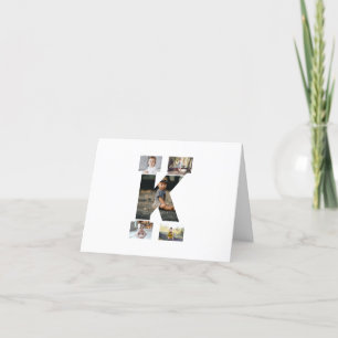 Black and White Letter K Photo Collage Holiday Card