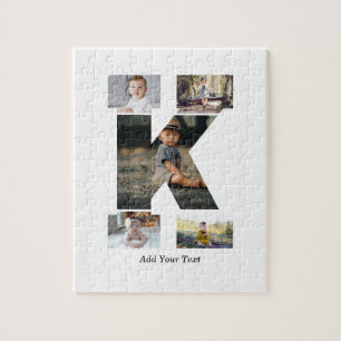 Black and White Letter K Photo Collage Jigsaw Puzzle
