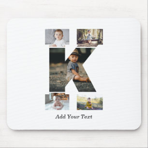 Black and White Letter K Photo Collage Mouse Mat