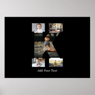 Black and White Letter K Photo Collage Poster