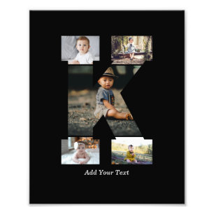 Black and White Letter K Photo Collage Print