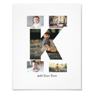 Black and White Letter K Photo Collage Print