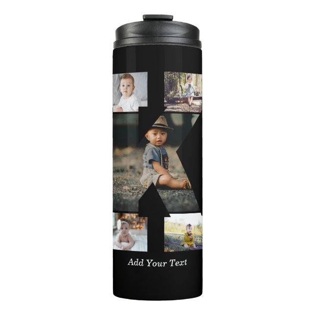 Black and White Letter K Photo Collage Thermal Tumbler (Front)