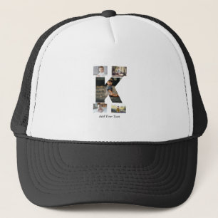 Black and White Letter K Photo Collage Trucker Hat