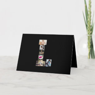 Black and White Letter L Photo Collage Card