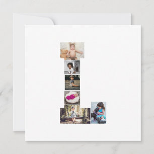 Black and White Letter L Photo Collage Card