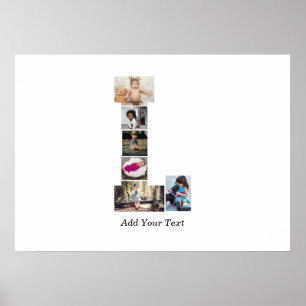 Black and White Letter L Photo Collage Poster