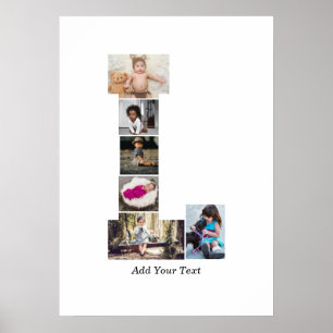 Black and White Letter L Photo Collage Poster