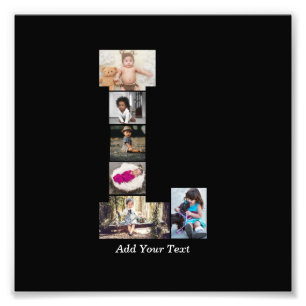 Black and White Letter L Photo Collage Print