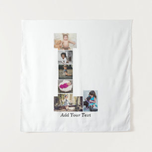 Black and White Letter L Photo Collage Tapestry