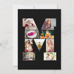 Black and White Letter M Photo Collage Holiday Card