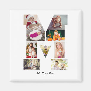 Black and White Letter M Photo Collage Magnet