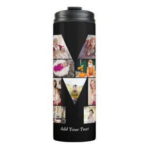 Black and White Letter M Photo Collage Thermal Tumbler