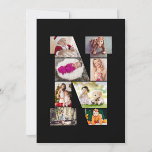 Black and White Letter N Photo Collage Card