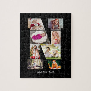 Black and White Letter N Photo Collage Jigsaw Puzzle
