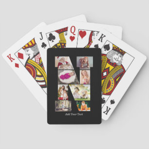 Black and White Letter N Photo Collage Playing Cards