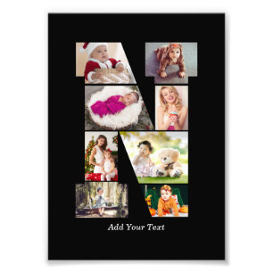 Black and White Letter N Photo Collage Print