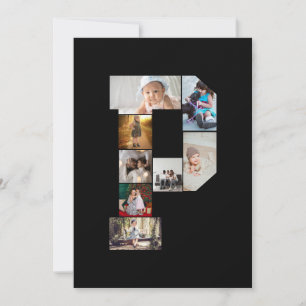 Black and White Letter P Photo Collage Card