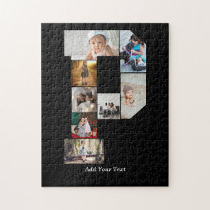 Black and White Letter P Photo Collage Jigsaw Puzzle