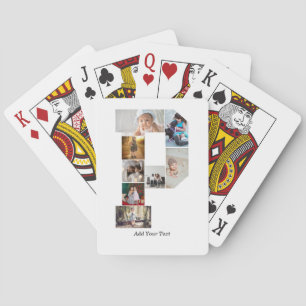 Black and White Letter P Photo Collage Playing Cards