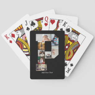 Black and White Letter P Photo Collage Playing Cards
