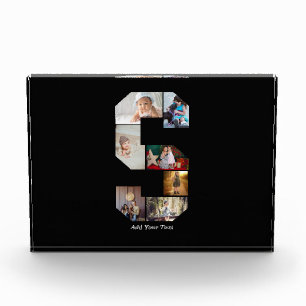 Black and White Letter S Photo Collage Block