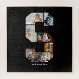 Black and White Letter S Photo Collage Jigsaw Puzzle