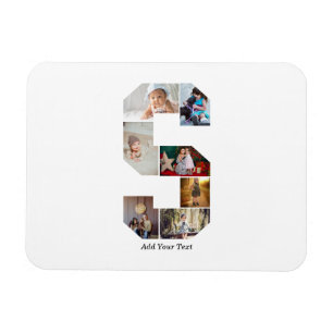 Black and White Letter S Photo Collage Magnet