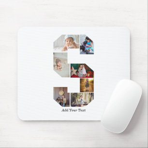 Black and White Letter S Photo Collage Mouse Mat