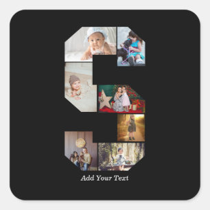 Black and White Letter S Photo Collage Square Sticker