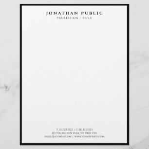Black And White Letterhead Modern Professional